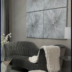 Tov Grey Velvet Couch