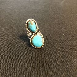 Blue Turquoise Silver Ring