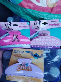 Disney Minnie Mouse & Stitch Claw Clips Set of 3