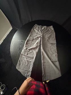 Gray Cargo Pants with Elastic Waist