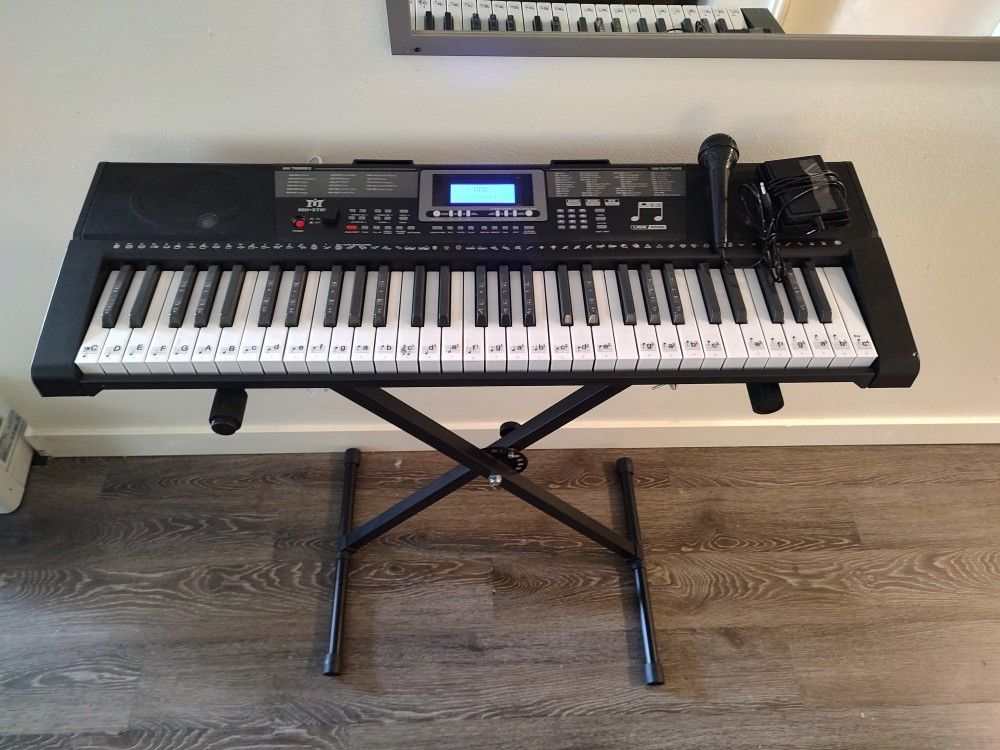 MUSTAR Piano Keyboard - 61 Key Learning Keyboard Piano w Light Up Keys, Piano Keyboard for Beginners, Stand, Pedal, Headphones/Microphone, USB Midi