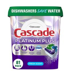 Cascade Platinum Plus ActionPacs Dishwasher Detergent PACs 81ct Brand New