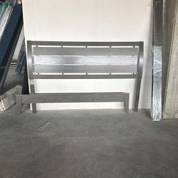 King Bed Frame (wood) In Gray 
