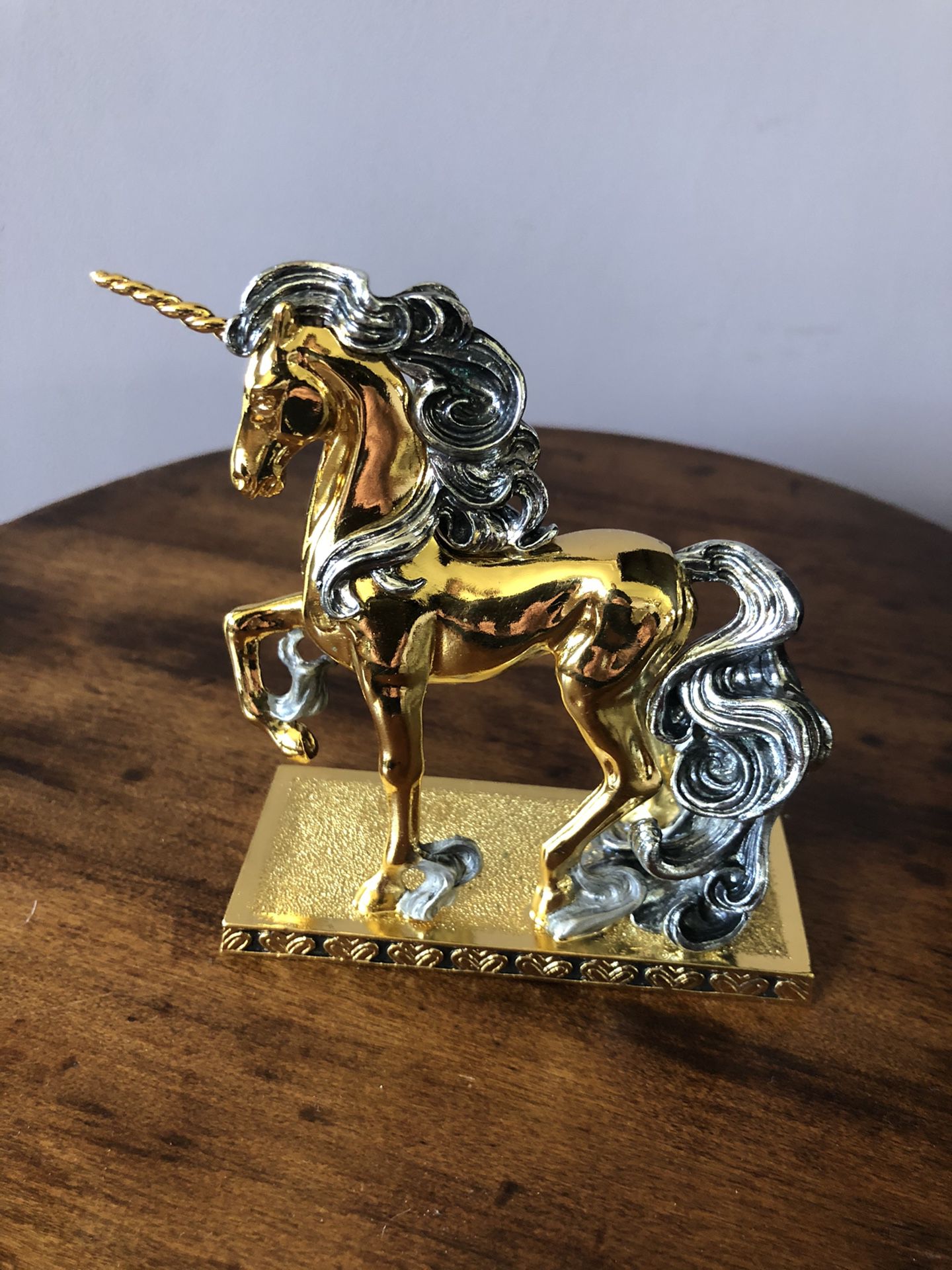 Franklin Mint gold coated unicorn.