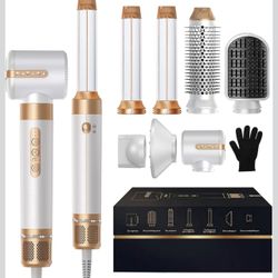 7 in ONE Hair Dryer Brush, Powerful Blow Dryer Brush with Air Curler for Hair, Brush Blow Dryer with Diffuser, Ionic Hot Air Brush Fast Dry, Volumize,