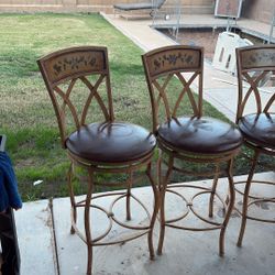 4 Rod Iron Bar Stools 
