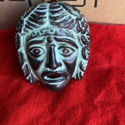 4.75 Inch Handmade Hand Painted Ceramic Greek Figure Wall Decorative Mask Imported From Greece