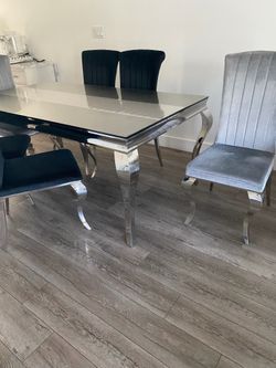 Dining table with chairs and coffee table