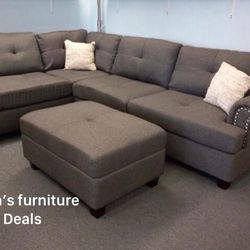 3-pc Sectional Sofa With Ottoman - Brand New