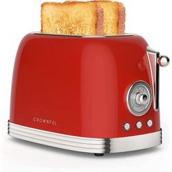 Crownful 2-Slice Retro Toaster In Red Stainless Steel 