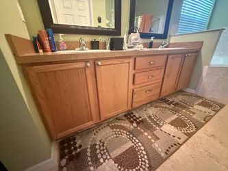 Double Sink Oak Bathroom Vanity with Countertop