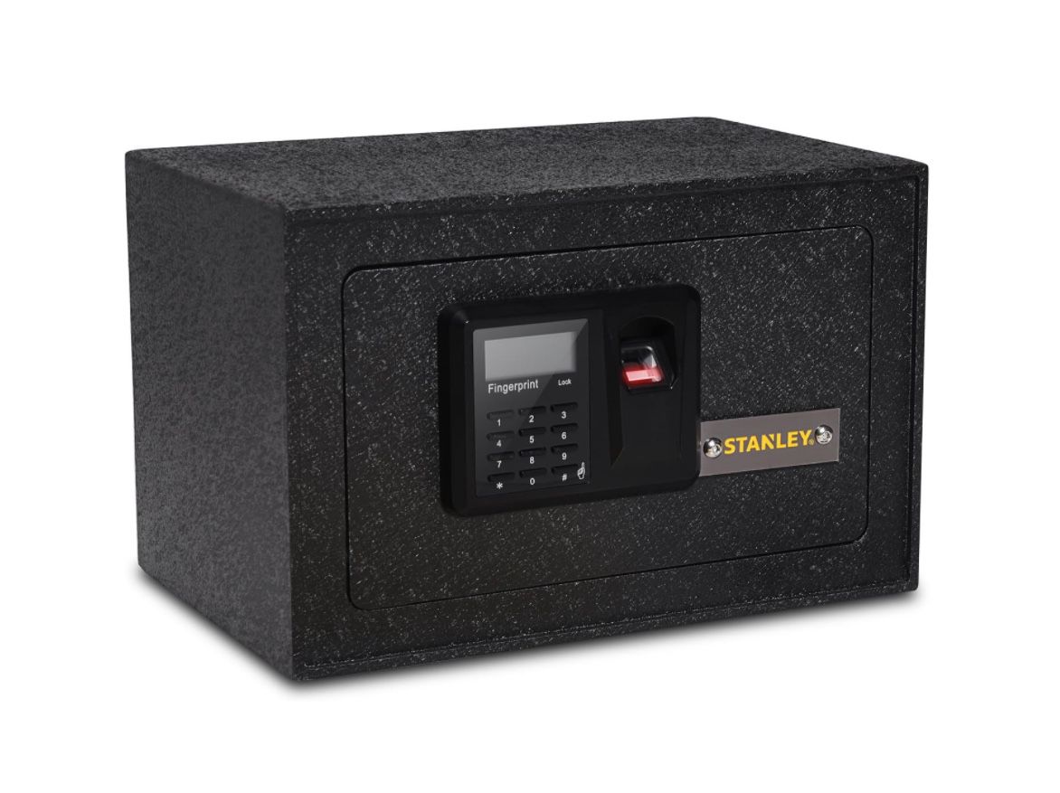 STANLEY Solid Steel Biometric Personal Home Safe w/ Fast Access Fingerprint Recognition for Wall, Floor or Closet – Secures Jewelry, Gun, Pistol, $