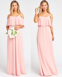 Show Me Your Mumu Caitlin Ruffle Maxi Dress M Dusty Pink Boho Romantic Prom Gown