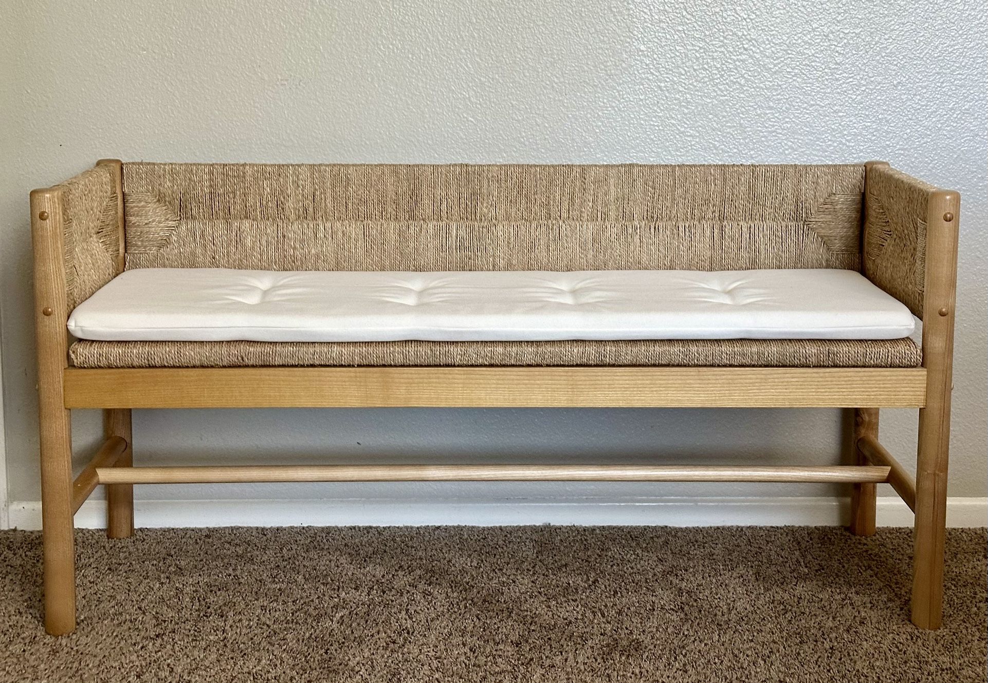 Threshold Woven Seagrass Entry Bench – Natural Wood