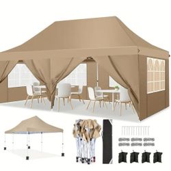 10x20' Easy Pop Up Canopy 420D Folding Tent Wedding Party Outdoor w/ Removable Sidewall