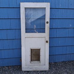 Wood Door32x79-Window & Doggy Door Exterior