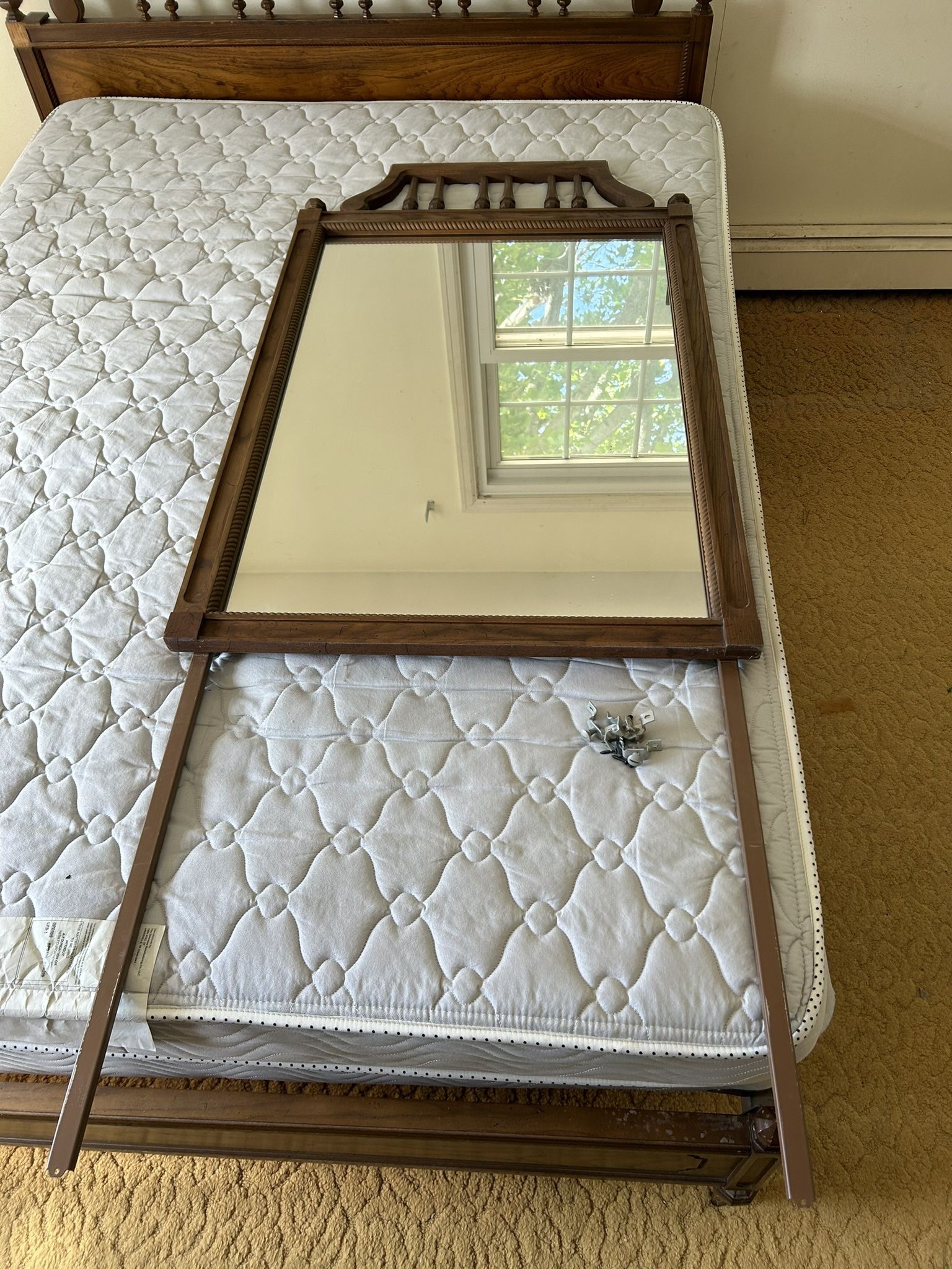 Large Bedroom Mirror, Attaches To The Back Of A Dresser Or Can Hang On Wall