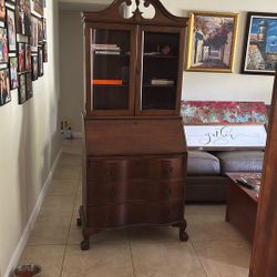 Wood Secretary’s Desk With Hutch