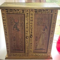 Egyptian Themed Hieroglyphics Storage Cabinet
