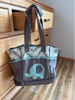 Elephant Diaper Bag Aqua - Baby Essentials | Cute baby boy diaper bag