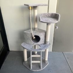 New In Box 52 Inch Tall Adult Cat Tree Kitten Scratching Play Post Pet Light Gray Color Plush Bed Furniture 