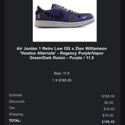 Jordon 1 Low Voodoo Alternative Size 11.5