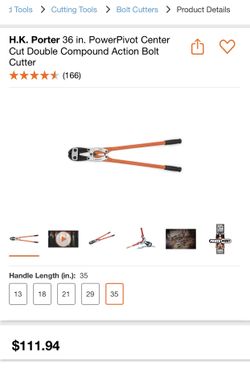 H.K. Porter 36 in. PowerPivot Center Cut Double Compound Action Bolt Cutter
