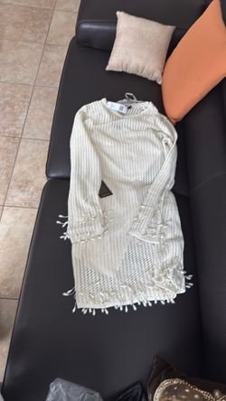 Bebe- Pearl embellished Crochet Mini Dress