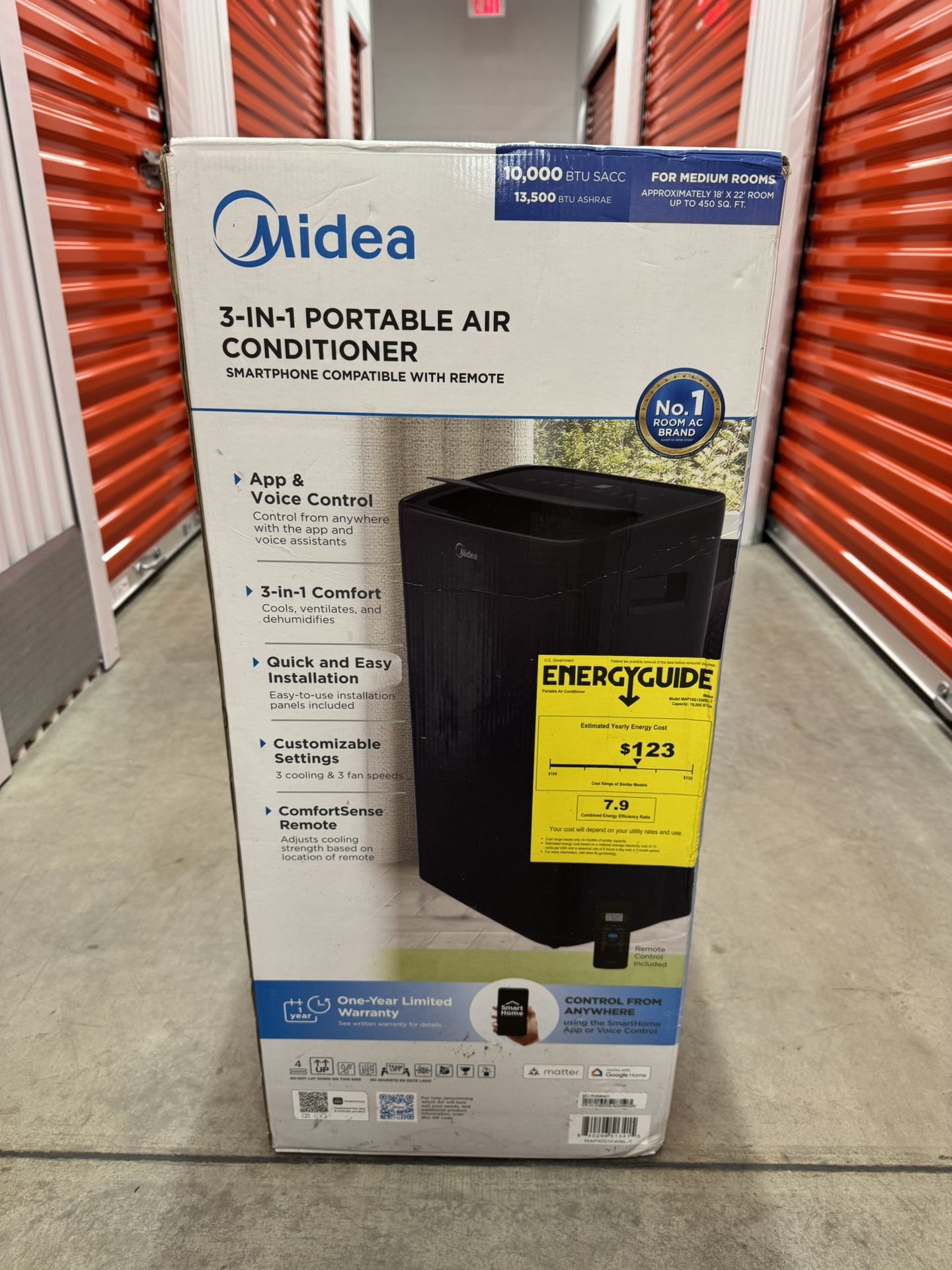 Midea 10,000 BTU DOE Smart Portable Air Conditioner, for spaces up to 450 sq. ft.