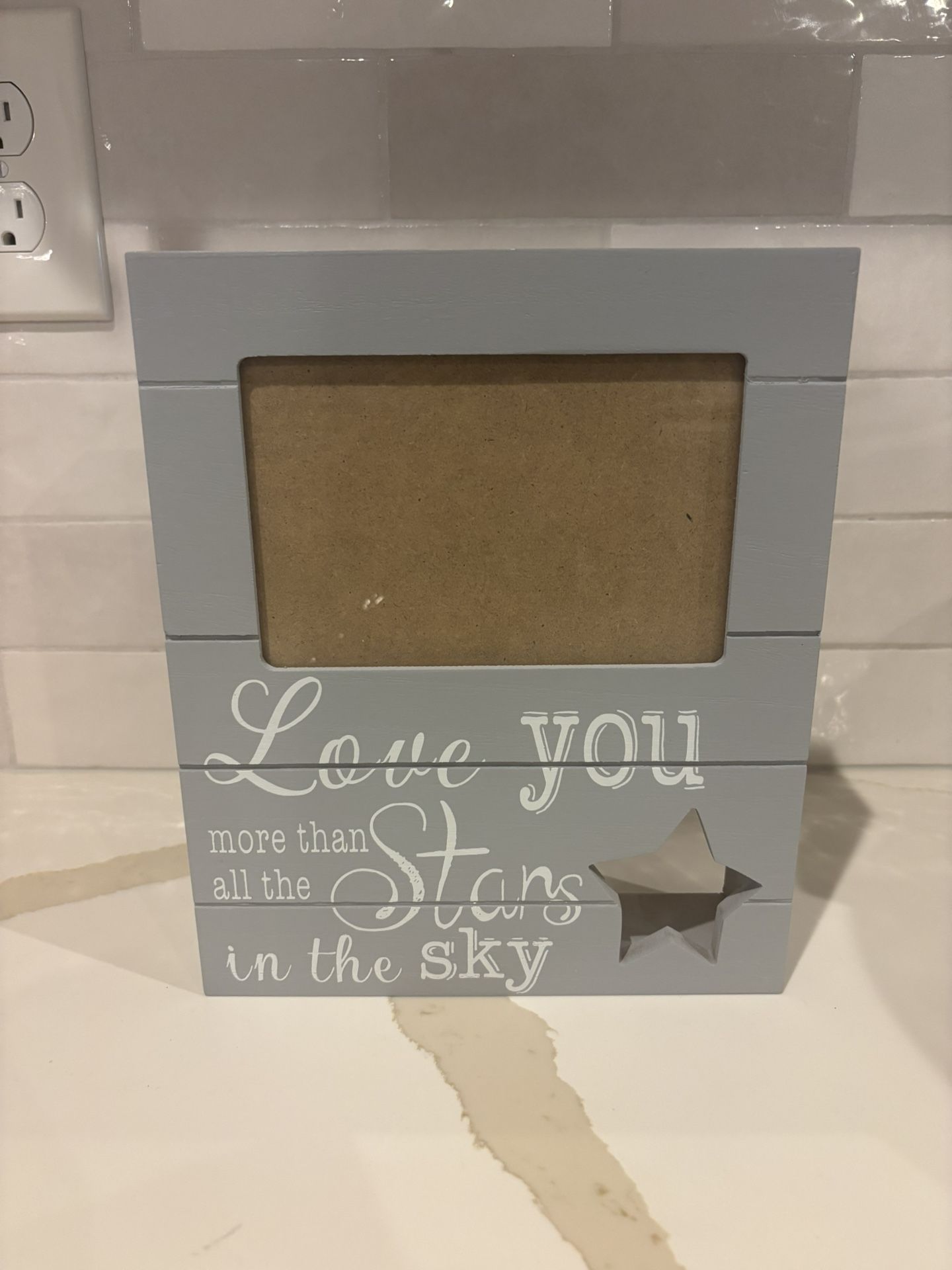 Grey Wooden Picture Frame with the phrase "Love you more than all the stars in the sky, 8”x10”