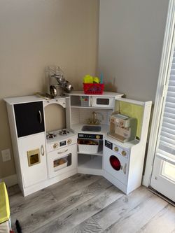 Kids Wooden Corner Play Kitchen Set