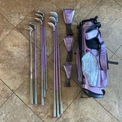 Girls Macgregor Right Handed Clubs purple with bag 8 club complete set ages 9-12