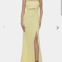 Yellow Sequinned Cutout-Front Gown By Xscape (wedding Guest Dress!)