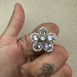 Purple CZ adjustable Flower Ring 
