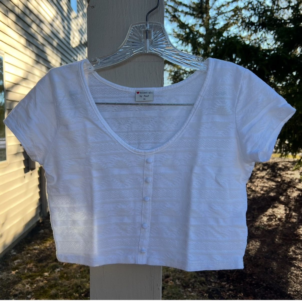 Women's Essentials by poof White cropped button-up top