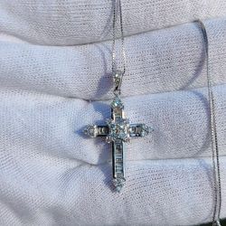 White Gold Lab Diamond Cross
