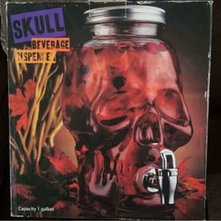Glass Skull Beverage Dispenser New
