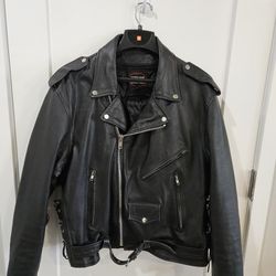 Leather Motorcycle Jacket, Size 48