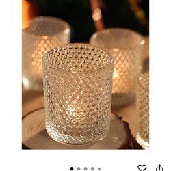 Used- Clear Glass Votives With Tea light LED Candles 
