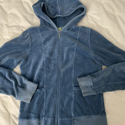 Juicy Couture Teal Hoodie Jacket Girl Youth Teen Sz L 