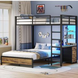 Twin Over Full Bunk Bed with Desk