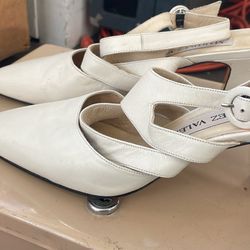 Martinez Valero cream leather sling backs 
