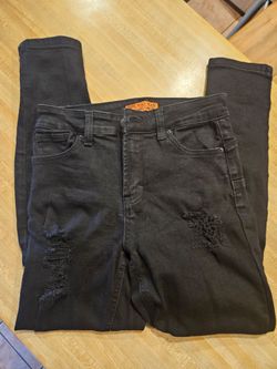 Wax Jean Black Distressed Skinny Jeans