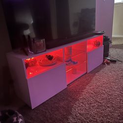 LED LIGHT TV STAND with storage 