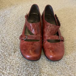 Red Leather Mary Jane Pumps