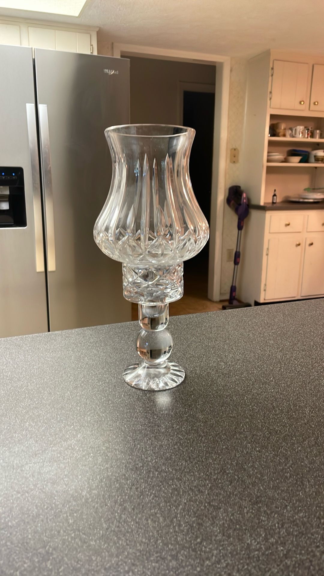 Vintage cut crystal Hurricane Lamp Candle Holder
