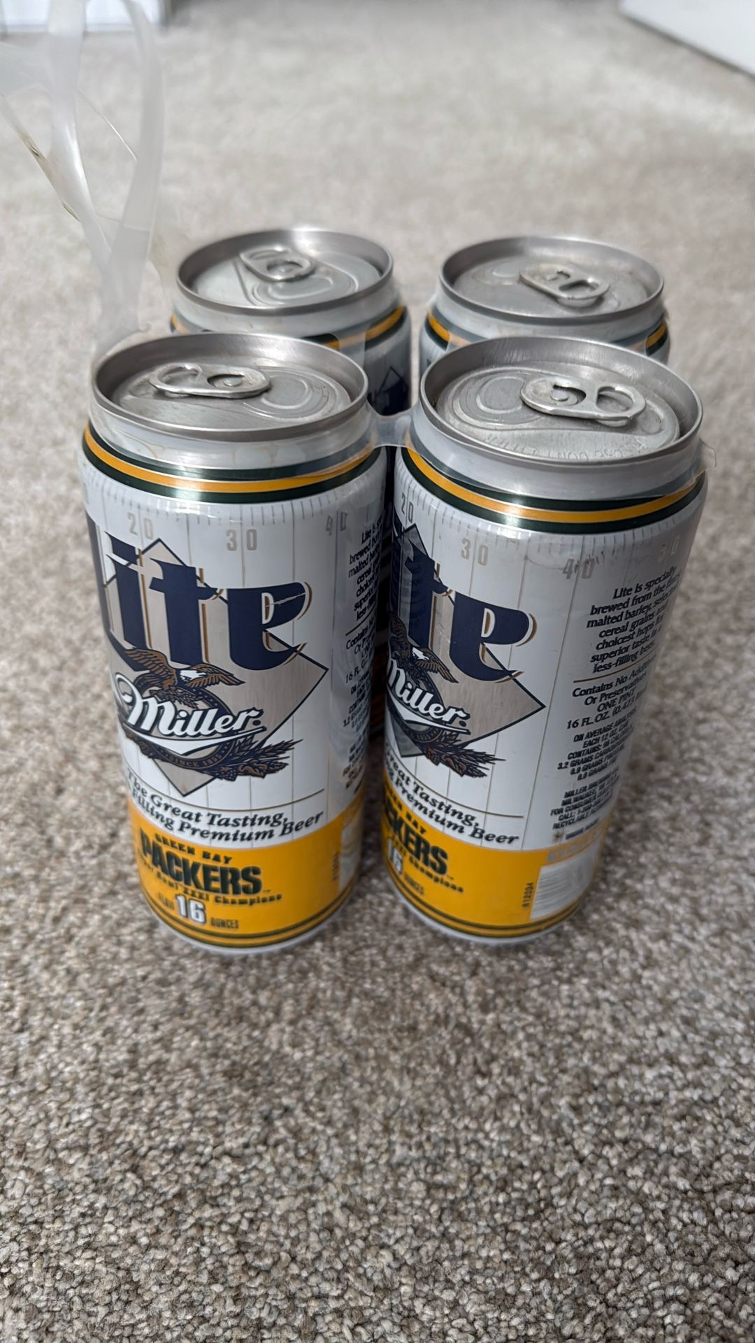 SUPER BOWL 31 GREEN BAY PACKERS 16 OUNCE MILLER LITE BEER CAN FOOTBALL EMPTY
