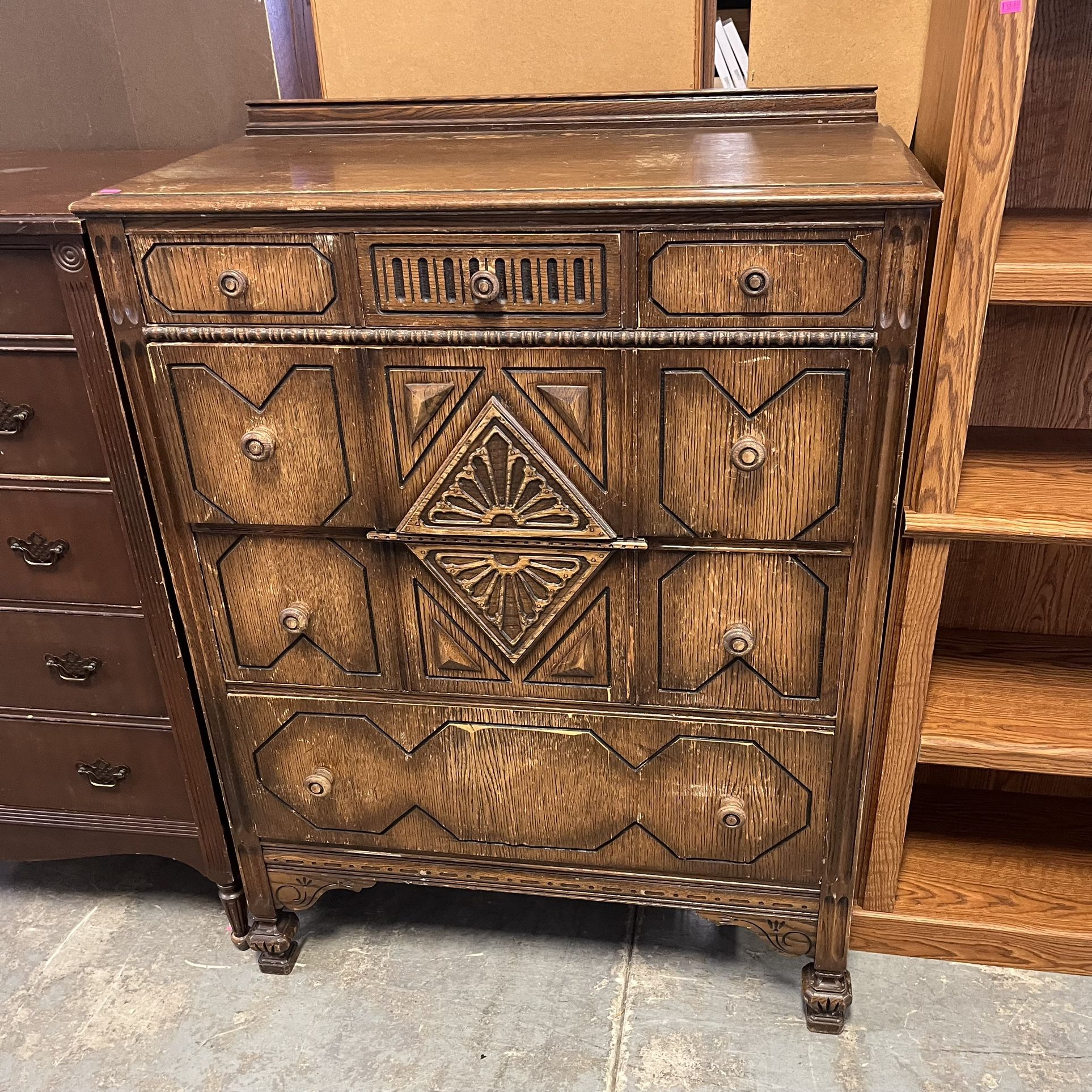 Vintage Tallboy Wood Dresser (in Store)