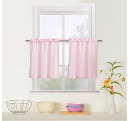 White Striped Cafe Tier Curtains