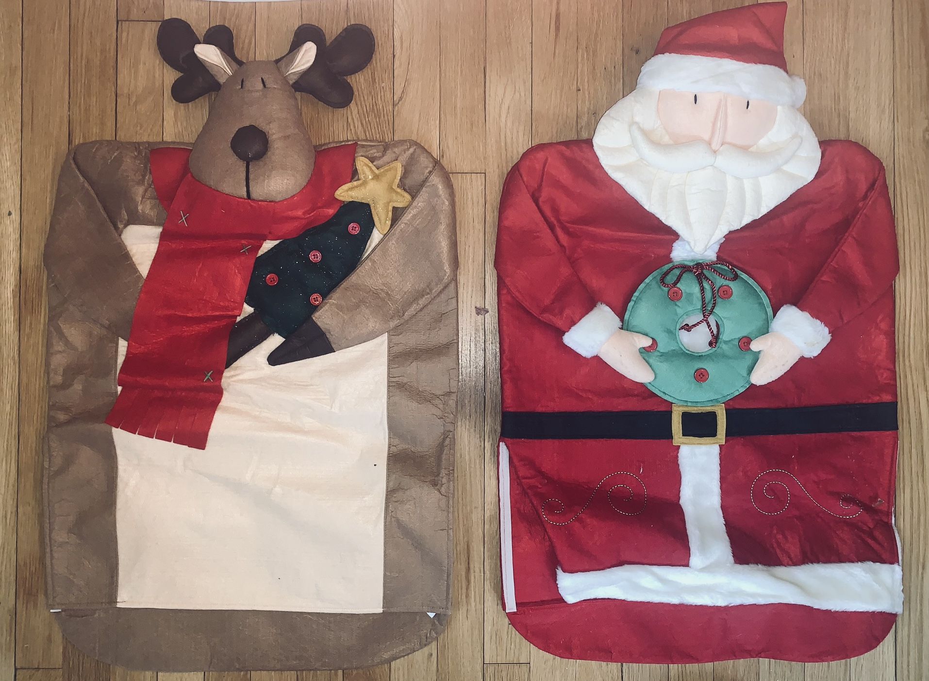 (6) RARE Vintage Christmas Holiday CHAIR COVERS 3D